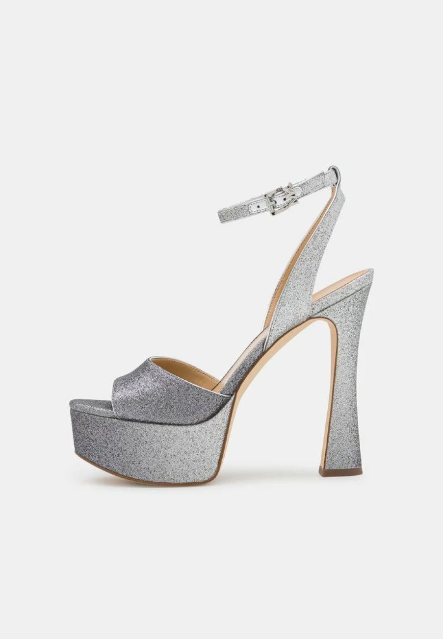 Best Michael Michael Kors Jenson High Heeled Sandals Silver/Black