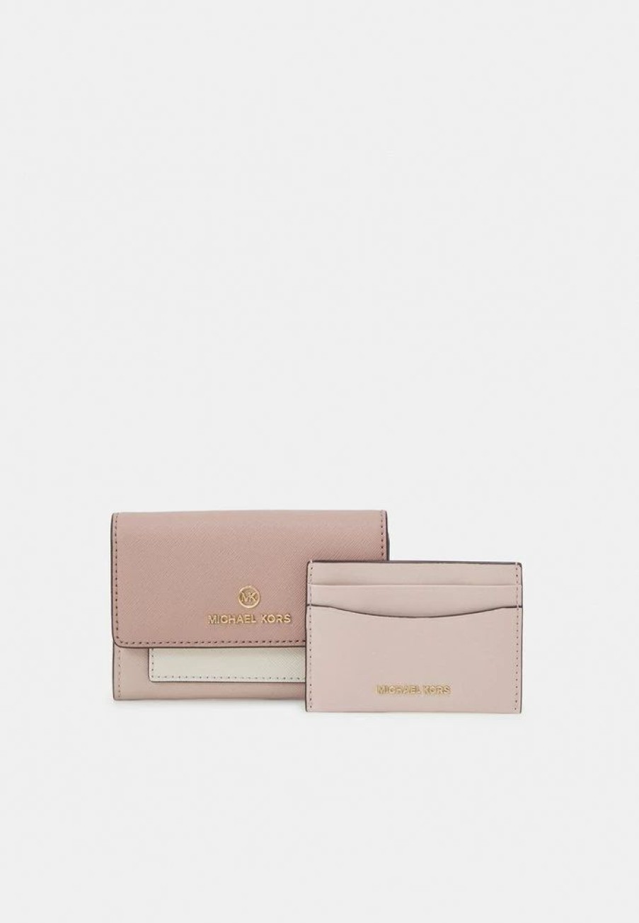 Clearance Michael Michael Kors Jet Wallet Set Wallet Brown/Light Pink