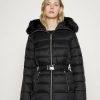 Wholesale Michael Michael Kors Belted Horizontal Quilted Puffer Coat With Snap Off Winter Jacket Black