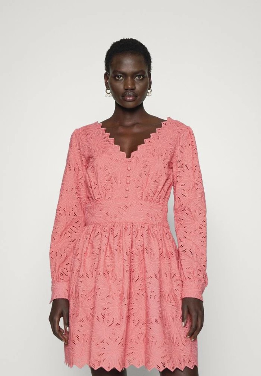 New Michael Michael Kors Palm Eyelet Day Dress Dusty Rose