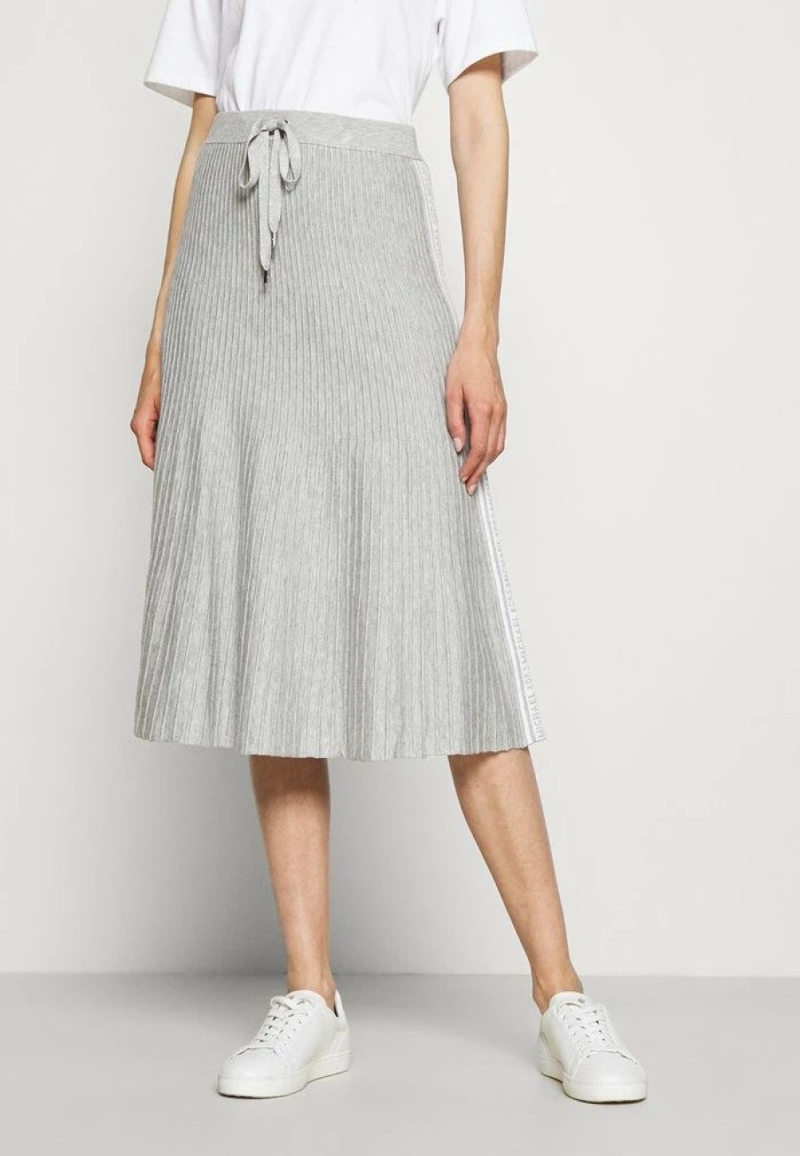 Hot Michael Michael Kors Logo Tape Midi Skirt A-Line Skirt Pearl Heather