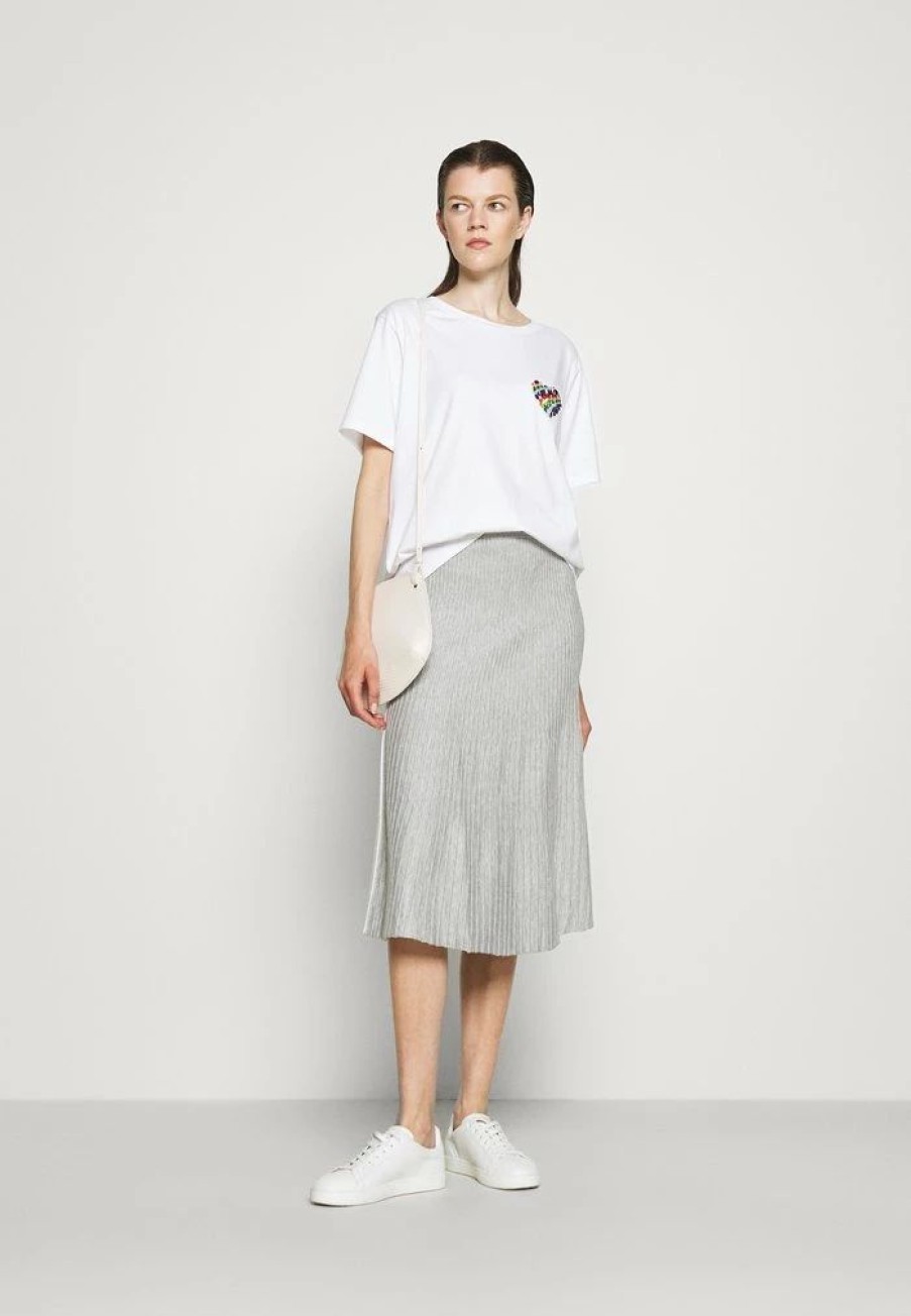 Hot Michael Michael Kors Logo Tape Midi Skirt A-Line Skirt Pearl Heather