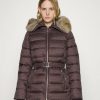 Wholesale Michael Michael Kors Belted Horizontal Quilted Puffer Coat With Snap Off Winter Jacket Dark Brown