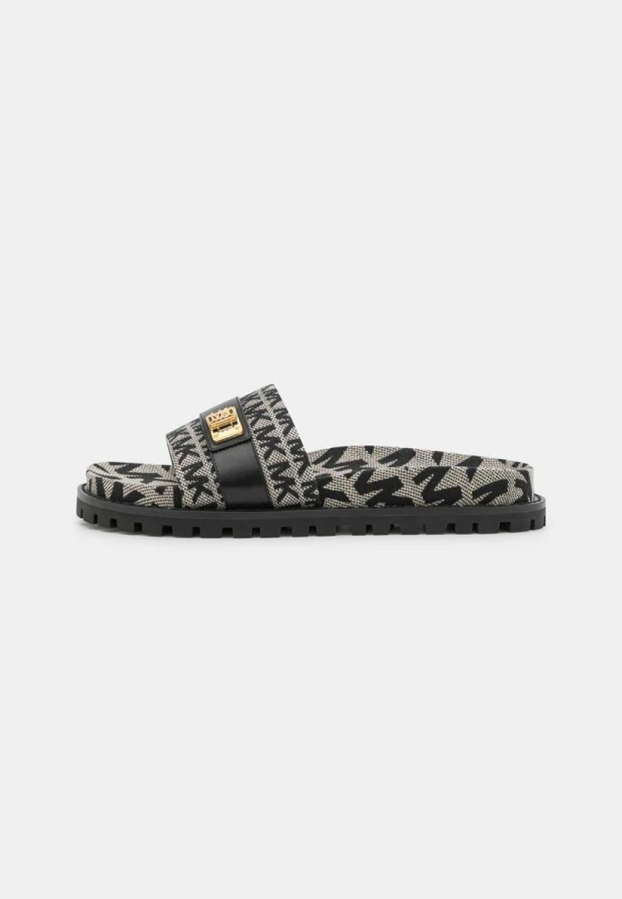 Wholesale Michael Michael Kors Padma Slide Mules Black/Nature