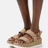 Hot Michael Michael Kors Presley Platform Sandals Beige/Ebony