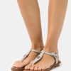 Best Michael Michael Kors Mallory Thong T-Bar Sandals Pearl Grey