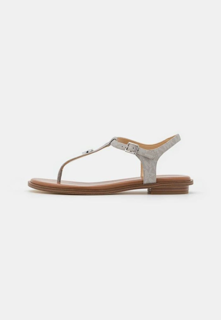 Best Michael Michael Kors Mallory Thong T-Bar Sandals Pearl Grey