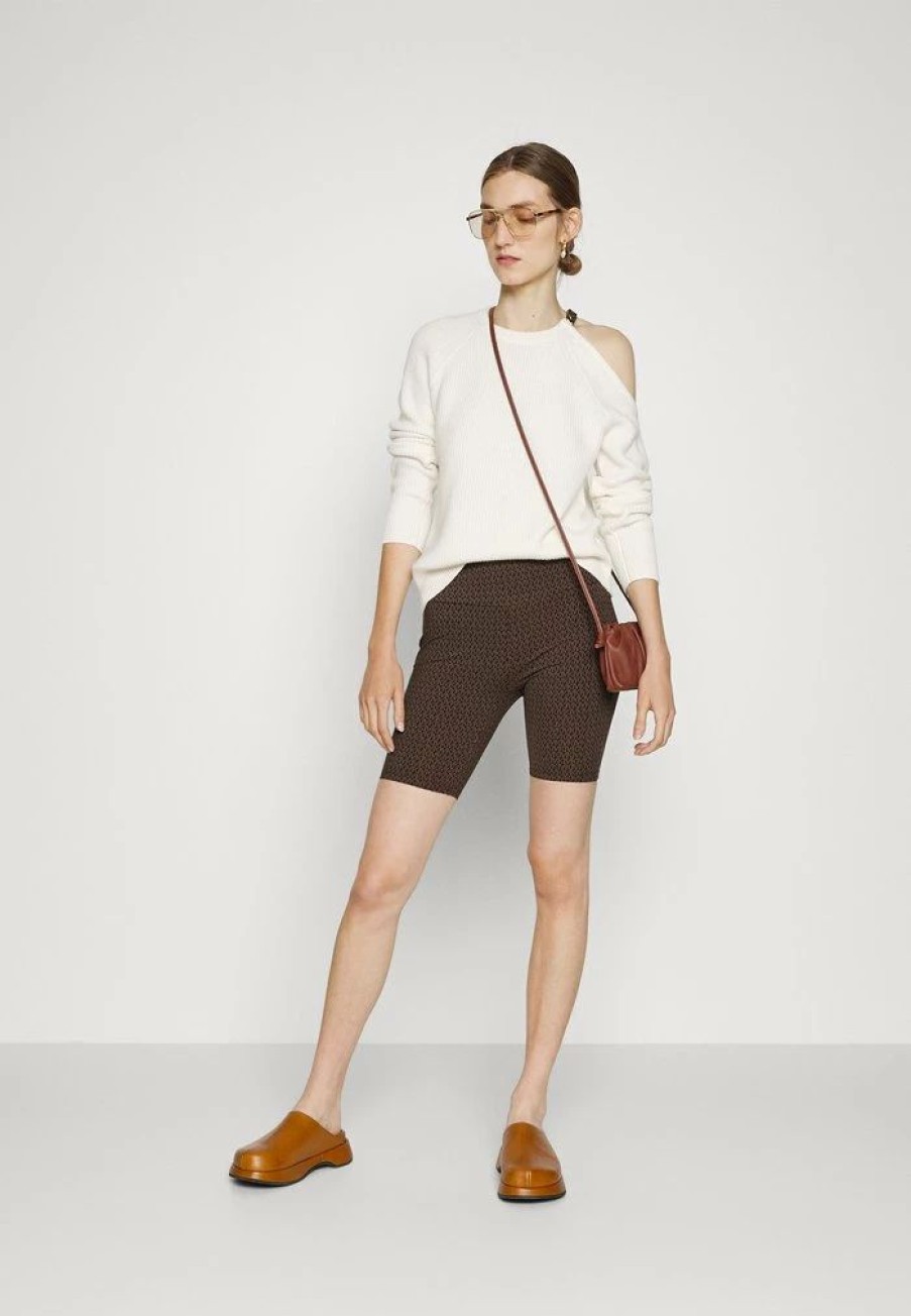 New Michael Michael Kors Dot Logo Biker Shorts Chocolate