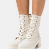 New Michael Michael Kors Corey Bootie Lace-Up Ankle Boots Nature/Light Cream