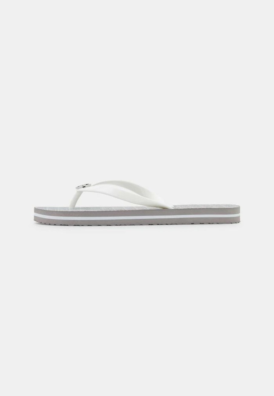 Hot Michael Michael Kors Stripe T-Bar Sandals Pearl Grey