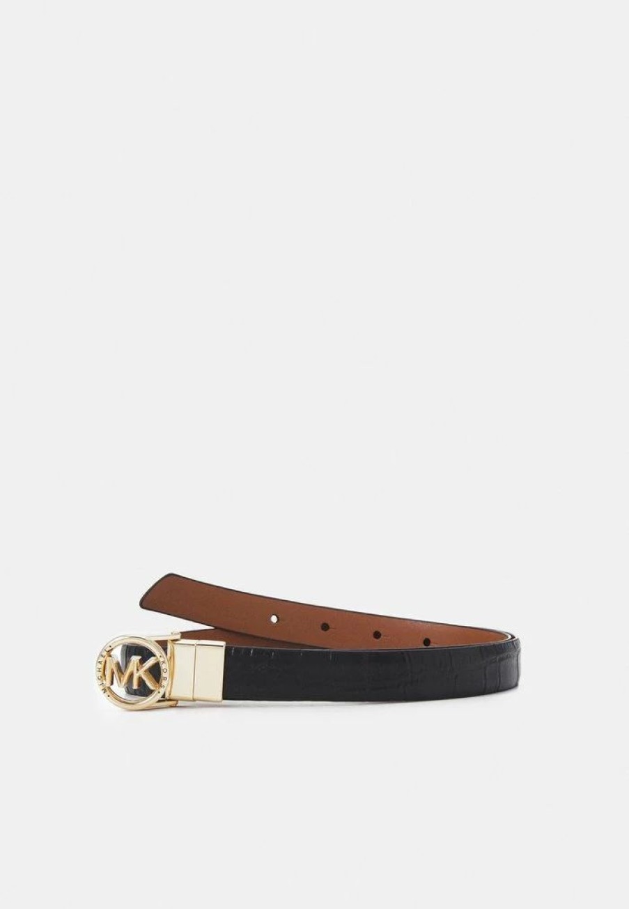 Online Michael Michael Kors Reversible Belt Belt Black/Luggage/Gold-Coloured