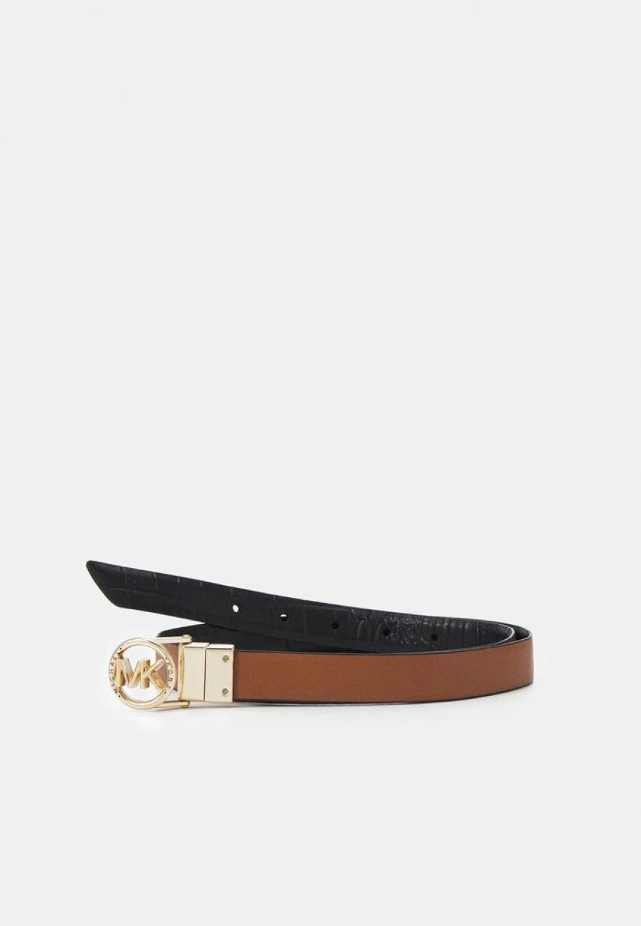 Online Michael Michael Kors Reversible Belt Belt Black/Luggage/Gold-Coloured