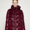 Best Michael Michael Kors Short Length Puffer With Diagonal Quilting Down Coat Dark Red