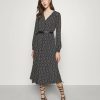 New Michael Michael Kors Diamond Midi Day Dress Mottled Dark Grey