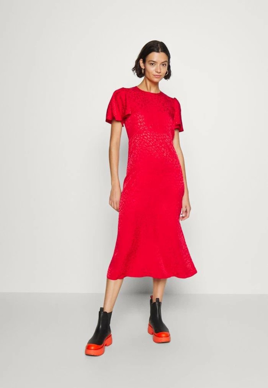 Clearance Michael Michael Kors Midi Dress Day Dress Crimson