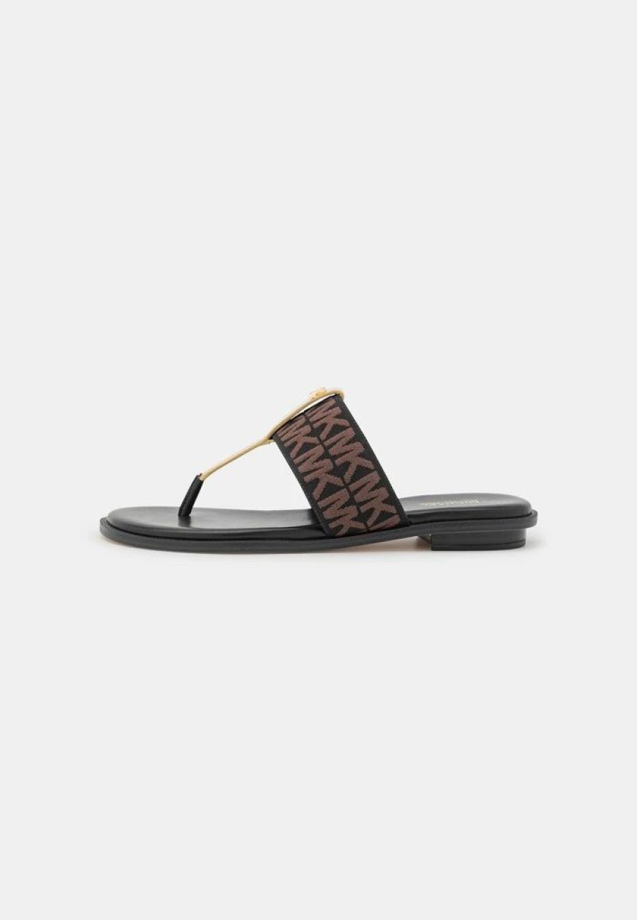 Best Michael Michael Kors Verity Thong T-Bar Sandals Black/Mocha