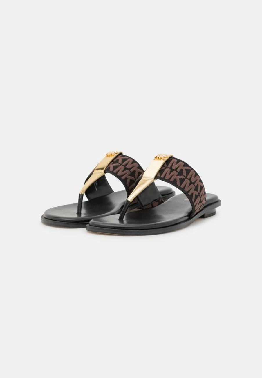 Best Michael Michael Kors Verity Thong T-Bar Sandals Black/Mocha