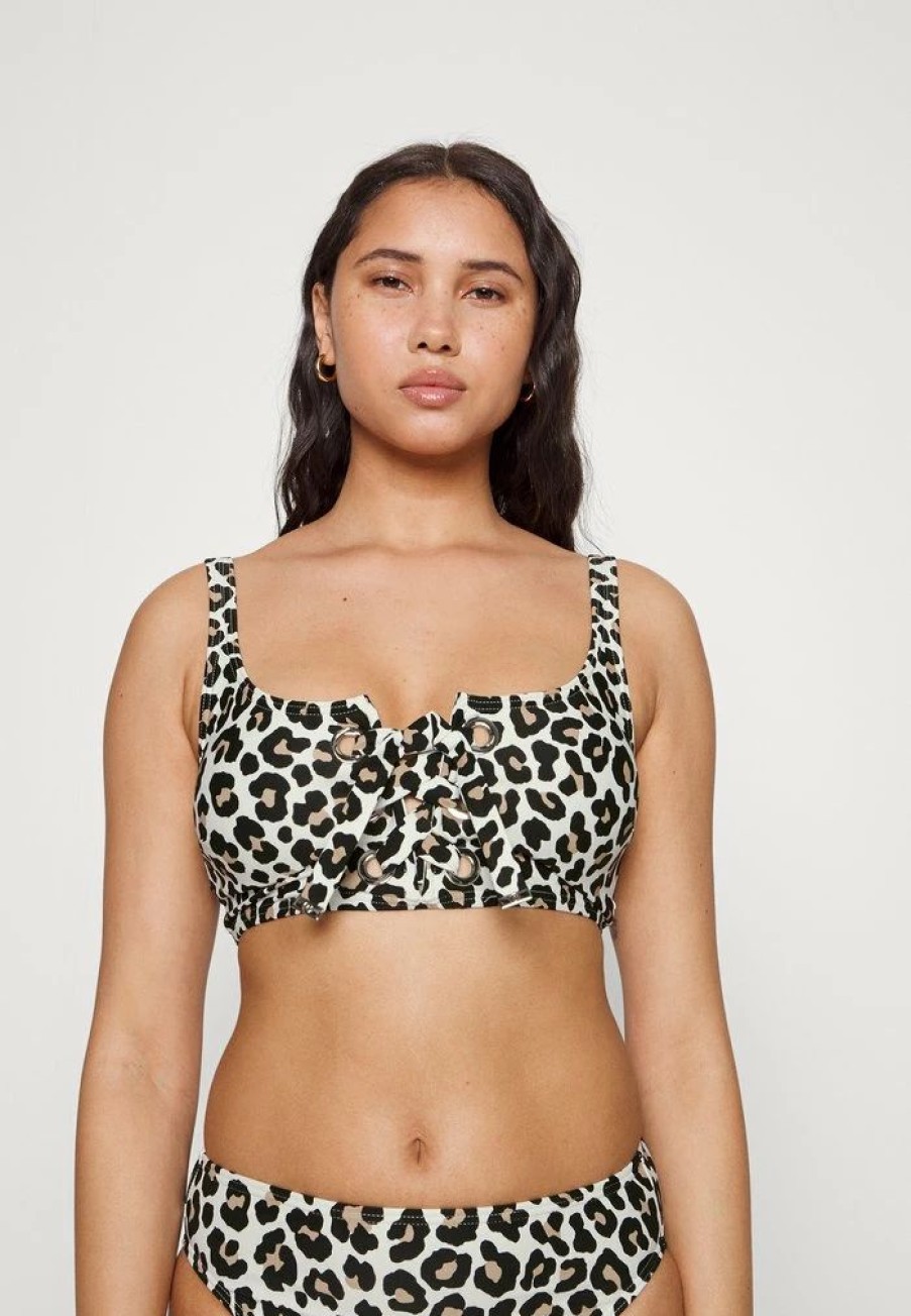 Best Michael Michael Kors Leopard Up Bralette Bikini Top Khaki