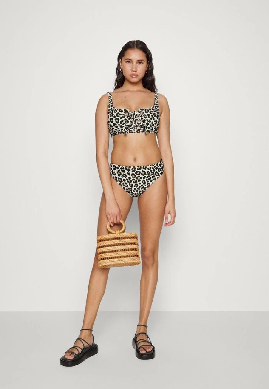 Best Michael Michael Kors Leopard Up Bralette Bikini Top Khaki