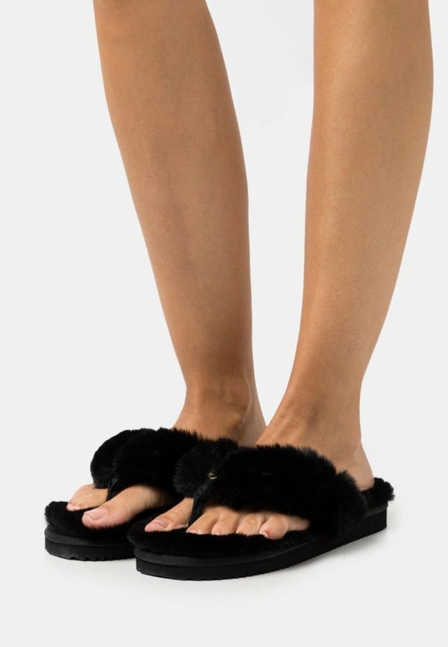 Online Michael Michael Kors Lala Thong Slippers Black