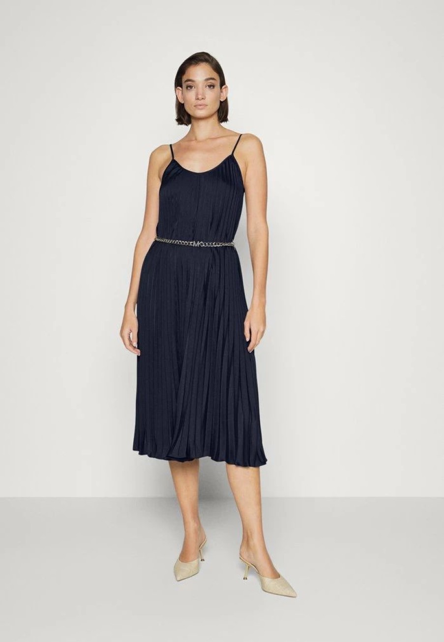 Online Michael Michael Kors Pleated Slip Midi Dress Cocktail Dress / Party Dress Midnightblue