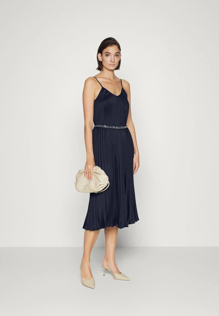 Online Michael Michael Kors Pleated Slip Midi Dress Cocktail Dress / Party Dress Midnightblue