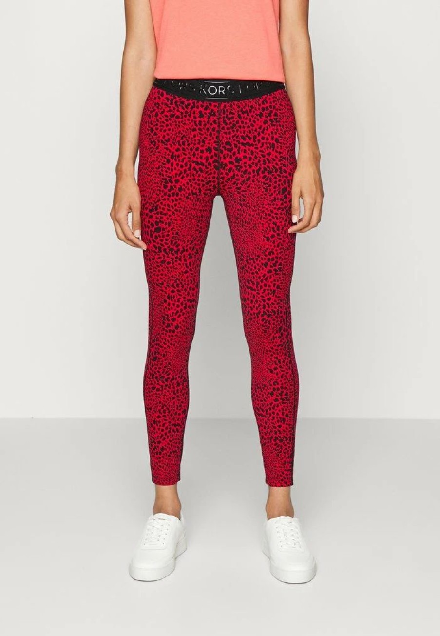 Clearance Michael Michael Kors Mkgo Logo Leggings Trousers Crimson