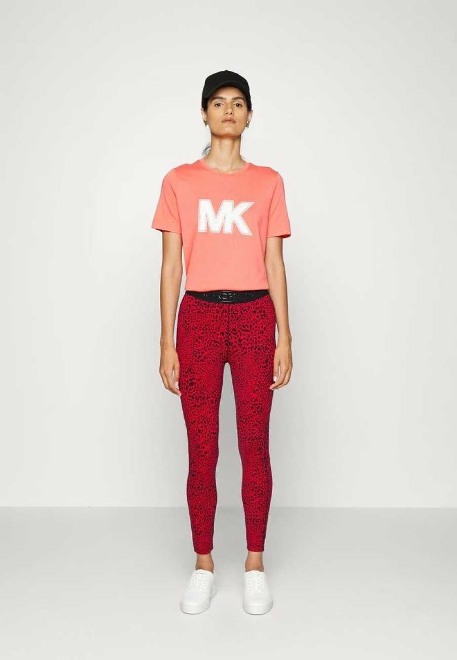 Clearance Michael Michael Kors Mkgo Logo Leggings Trousers Crimson