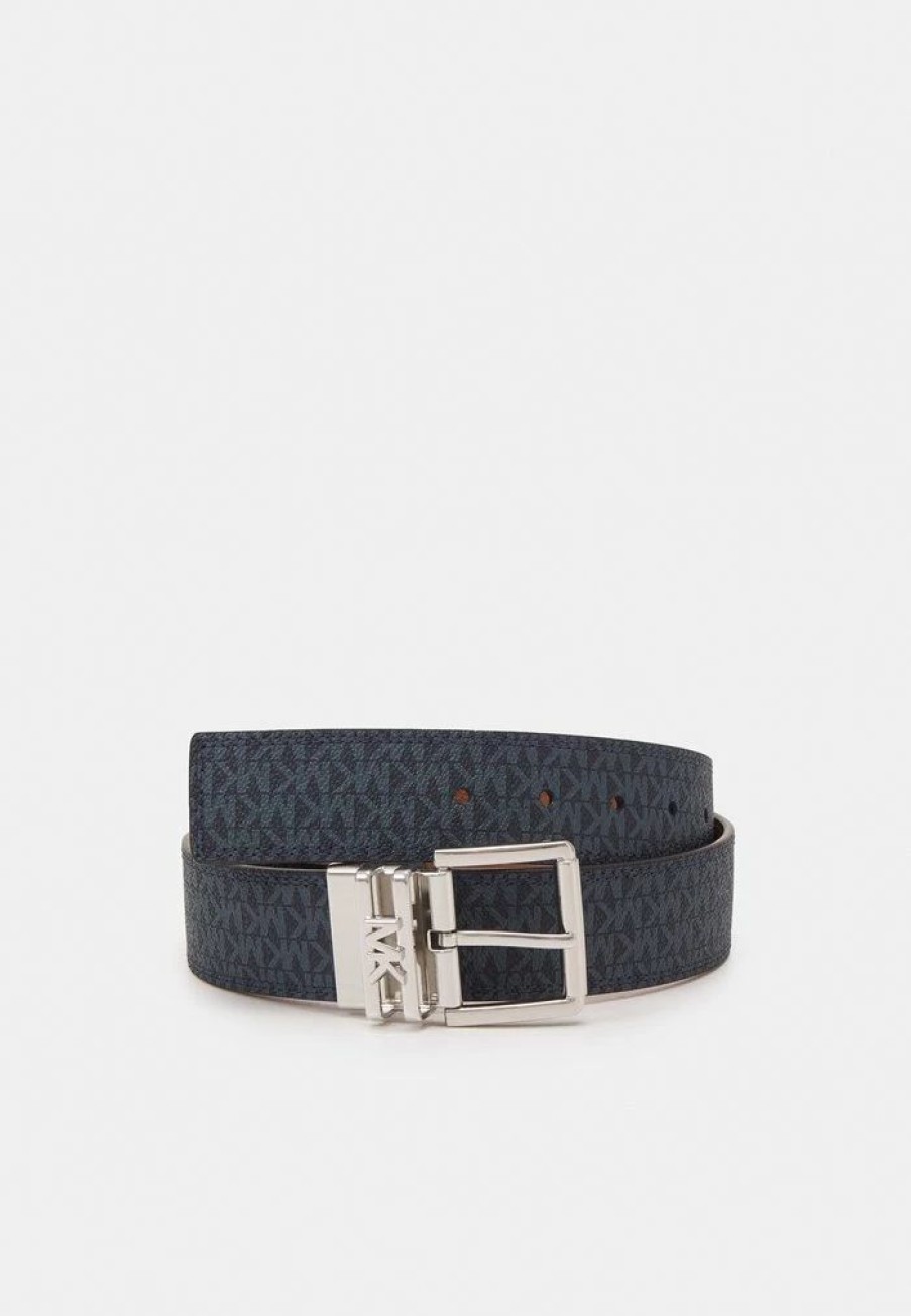 Clearance Michael Michael Kors Logo Reversible Belt Belt Navy