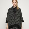 Hot Michael Michael Kors Mega Open Poncho Cape Black/Bone