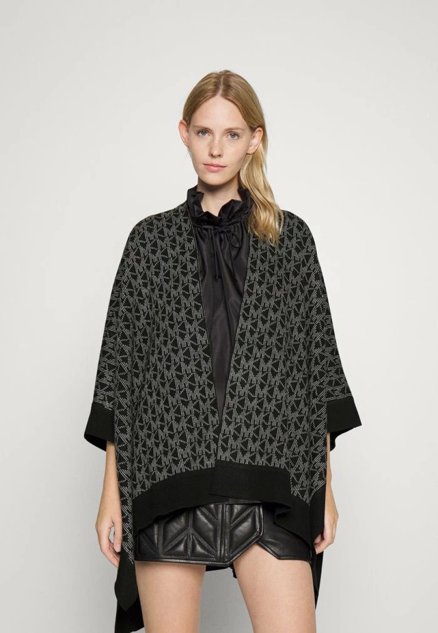 Hot Michael Michael Kors Mega Open Poncho Cape Black/Bone