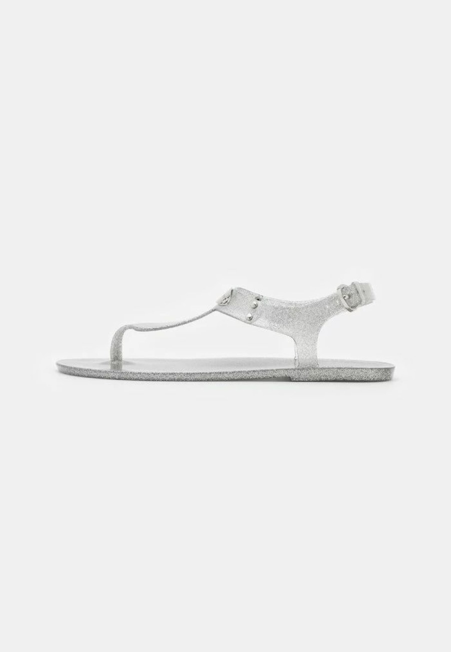 Online Michael Michael Kors Plate T-Bar Sandals Silver