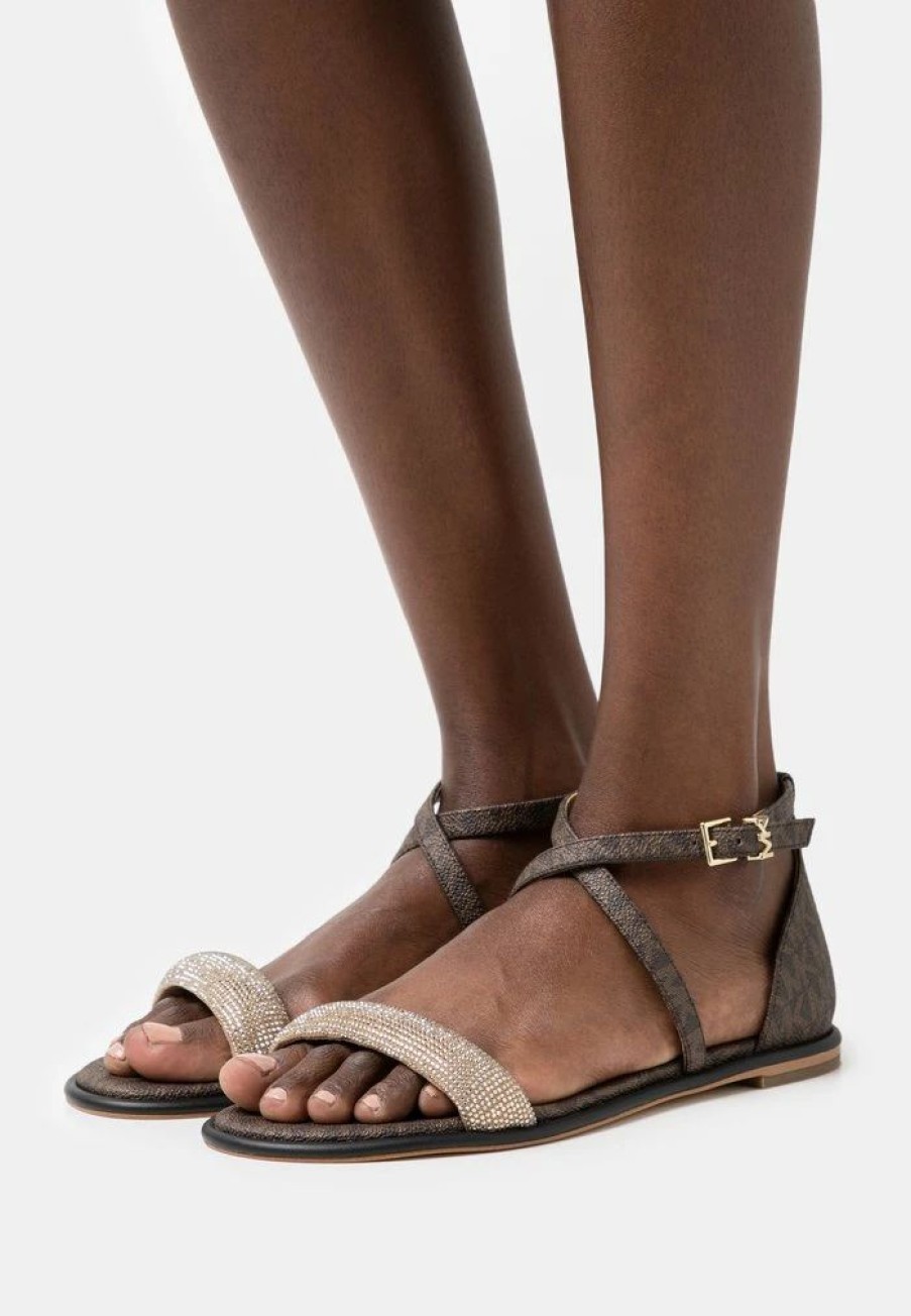 Clearance Michael Michael Kors Astrid Flat Sandals Brown