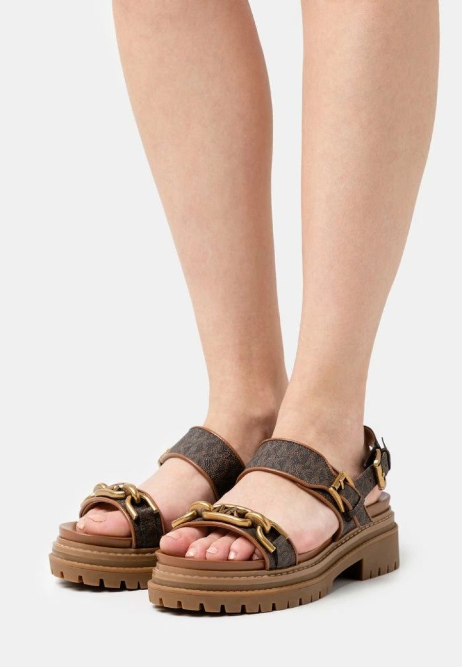 Hot Michael Michael Kors Kailey Lug Flat Sandal Platform Sandals Brown