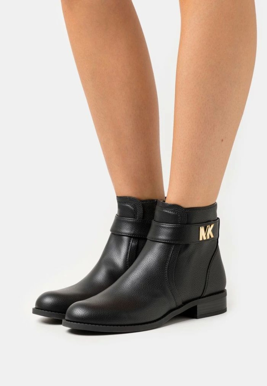 Clearance Michael Michael Kors Jilly Flat Bootie Ankle Boots Black