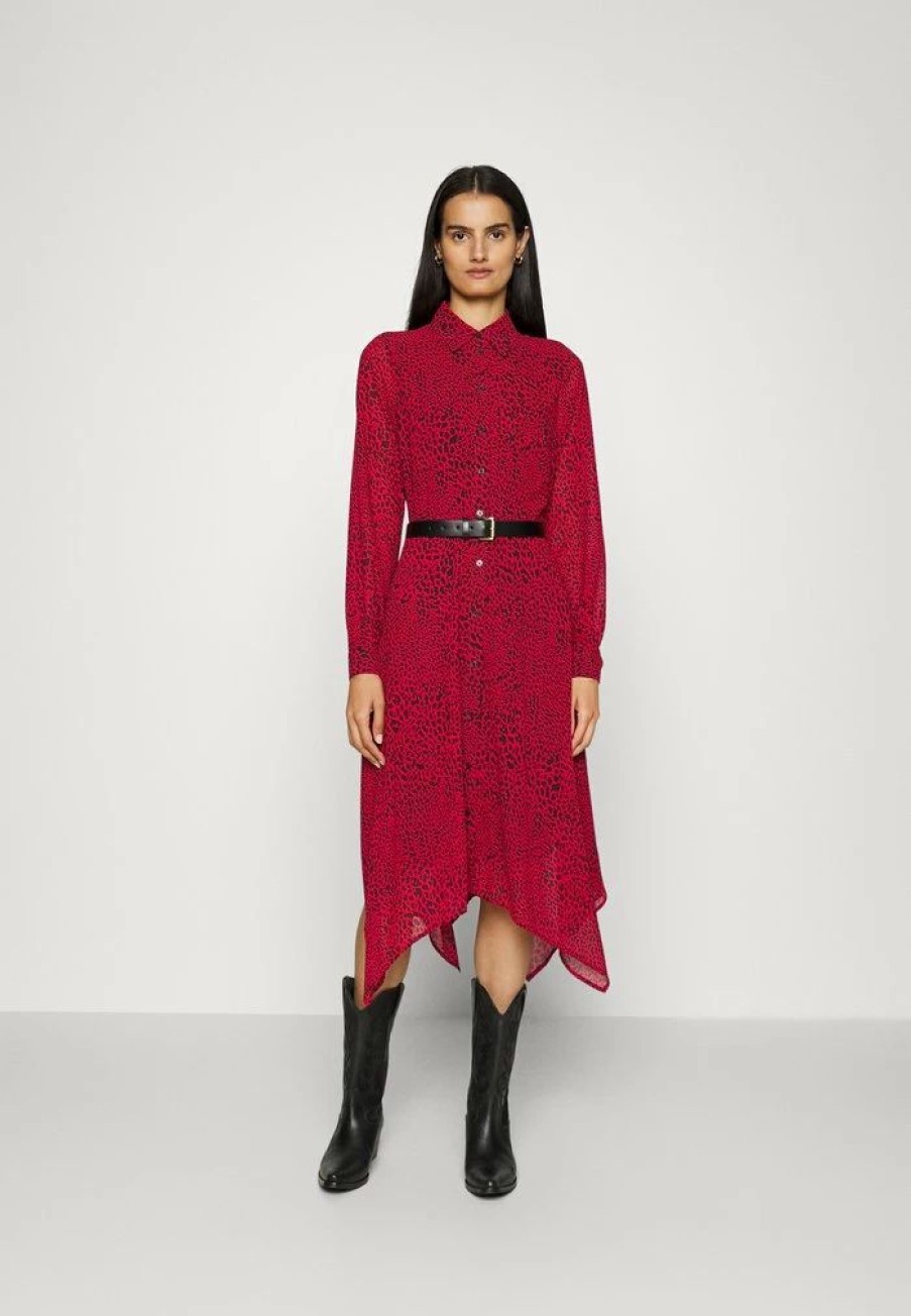 Best Michael Michael Kors Hank Shirt Dress Crimson