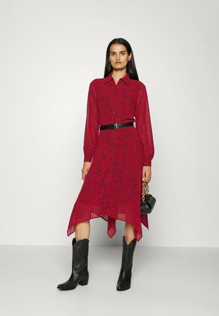 Best Michael Michael Kors Hank Shirt Dress Crimson