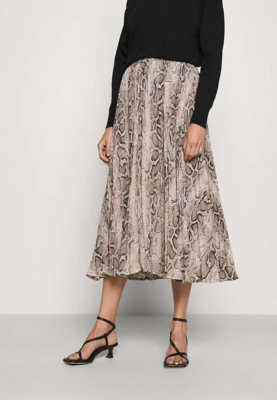 New Michael Michael Kors Pleated Snake Skirt A-Line Skirt Dune