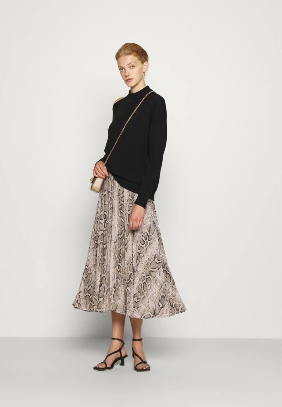 New Michael Michael Kors Pleated Snake Skirt A-Line Skirt Dune