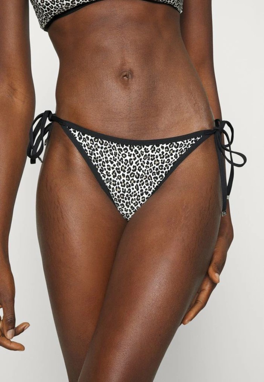 Clearance Michael Michael Kors Leopard Side Tie Bikini Bottoms Black