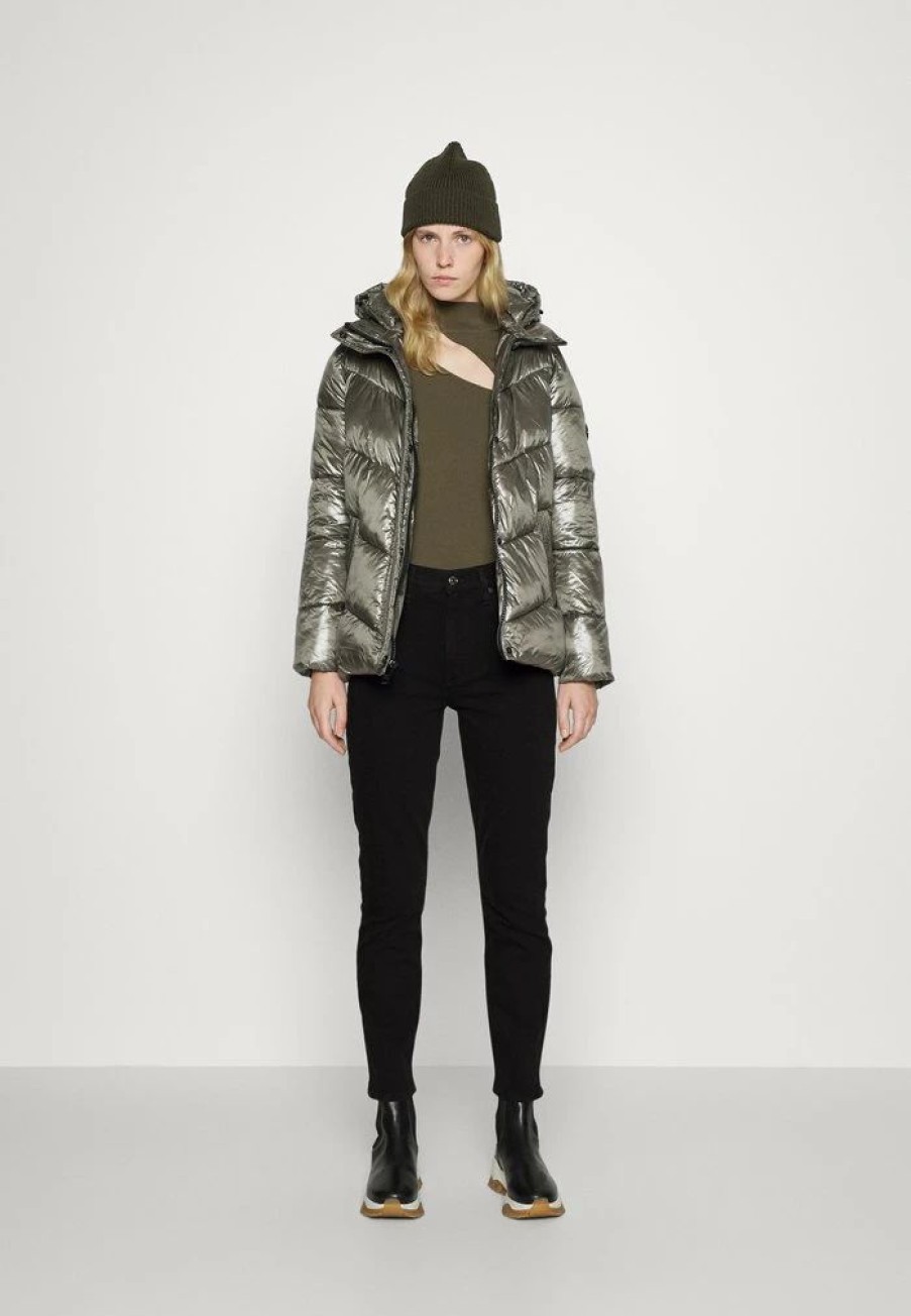 Hot Michael Michael Kors Short Length Puffer With Diagonal Quilting Down Coat Dark Olive