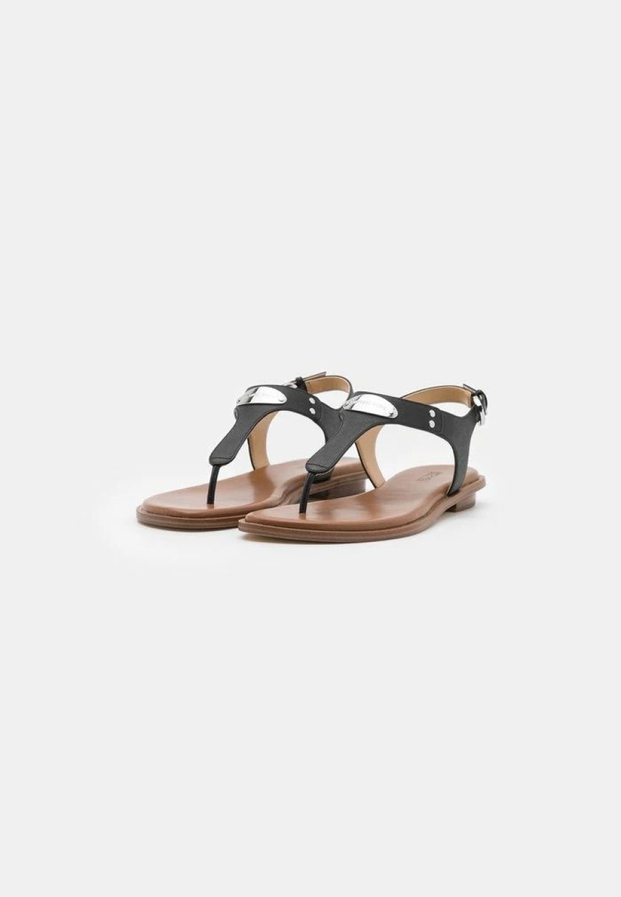 Clearance Michael Michael Kors Plate Thong T-Bar Sandals Black