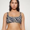 New Michael Michael Kors Diagonal Logo Ring Bikini Top Navy