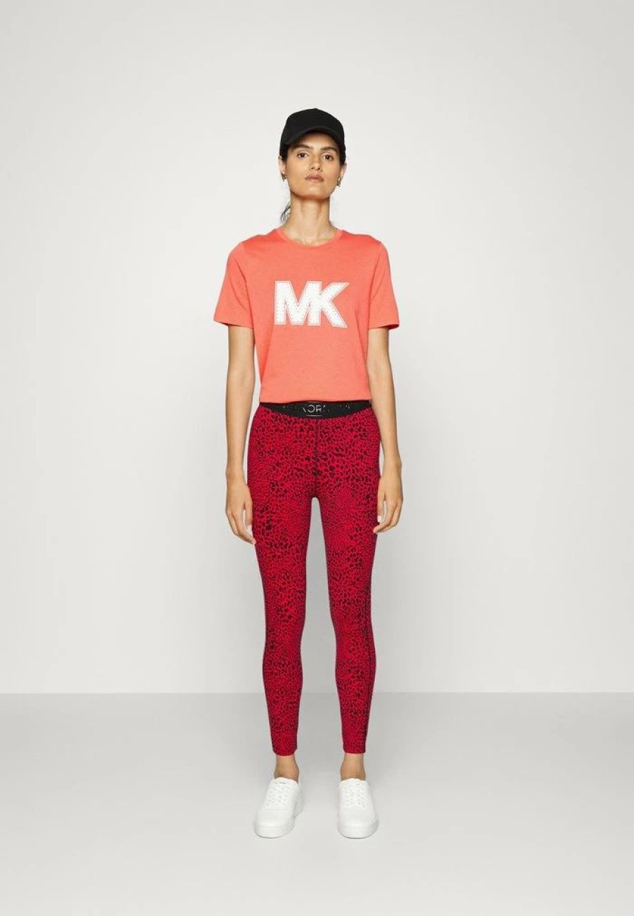 New Michael Michael Kors Stud Classic Print T-Shirt Coral