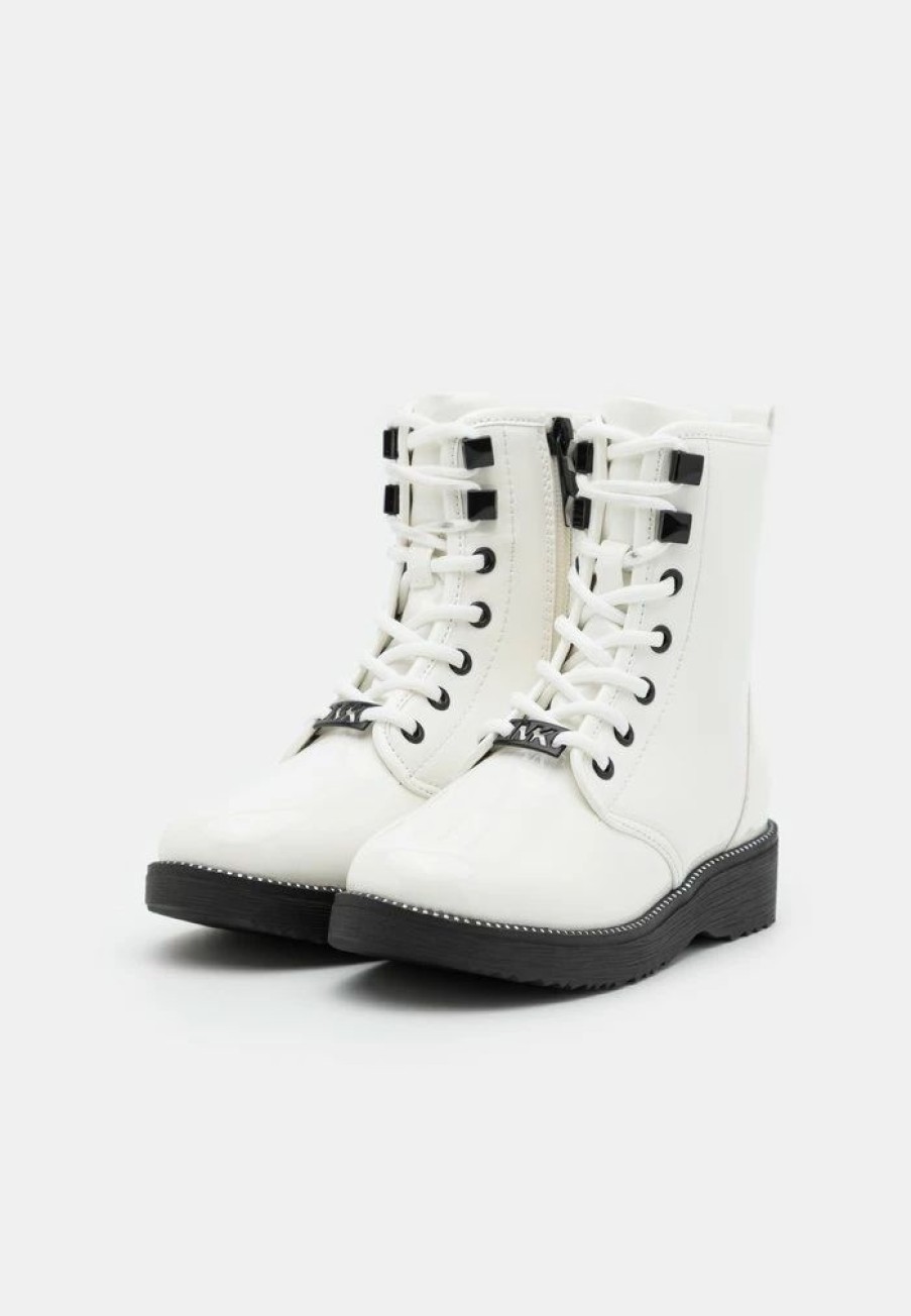 Wholesale Michael Michael Kors Haskell Syre Lace-Up Ankle Boots White