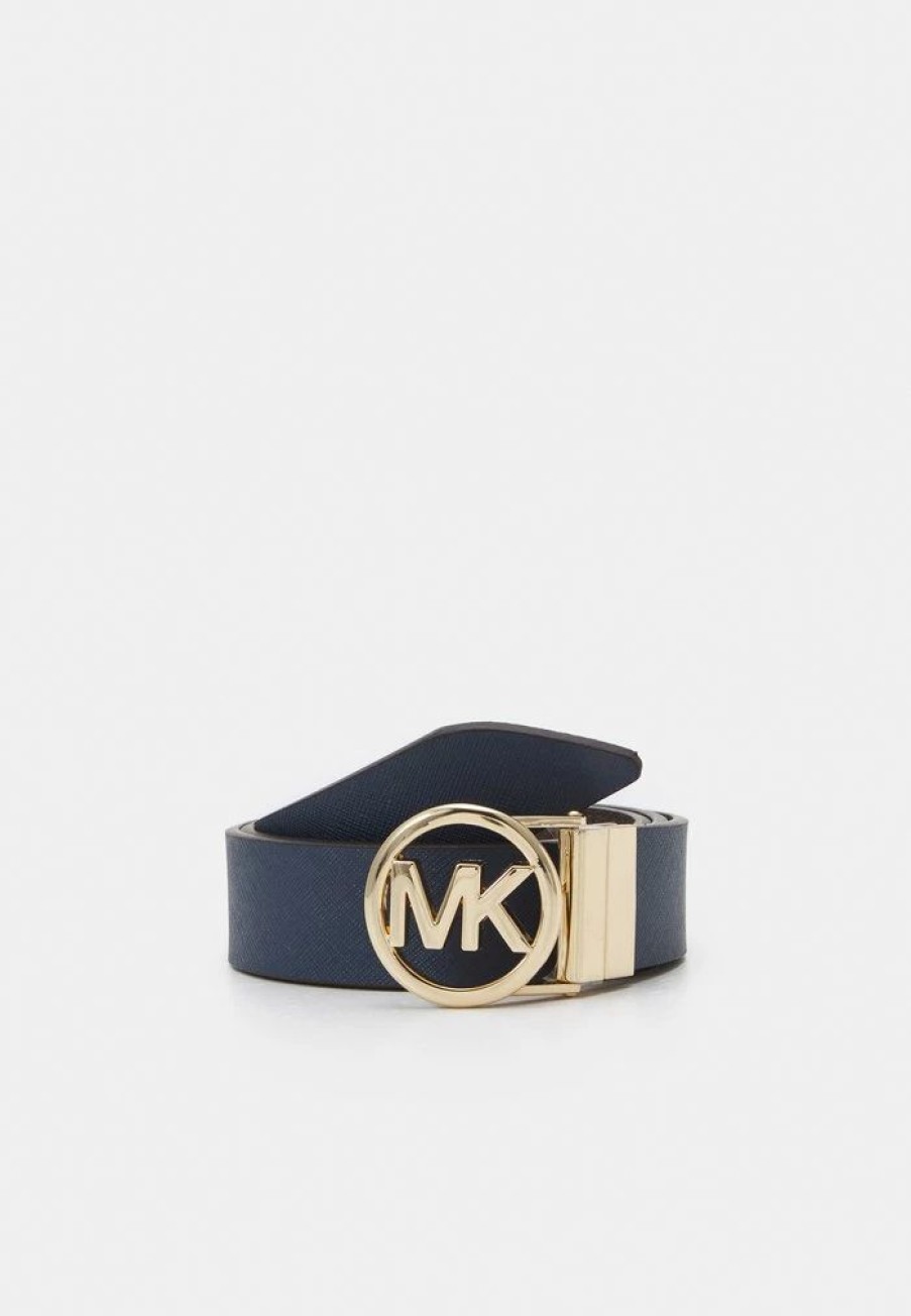 Online Michael Michael Kors Reversible Belt Belt Navy/Gold-Coloured