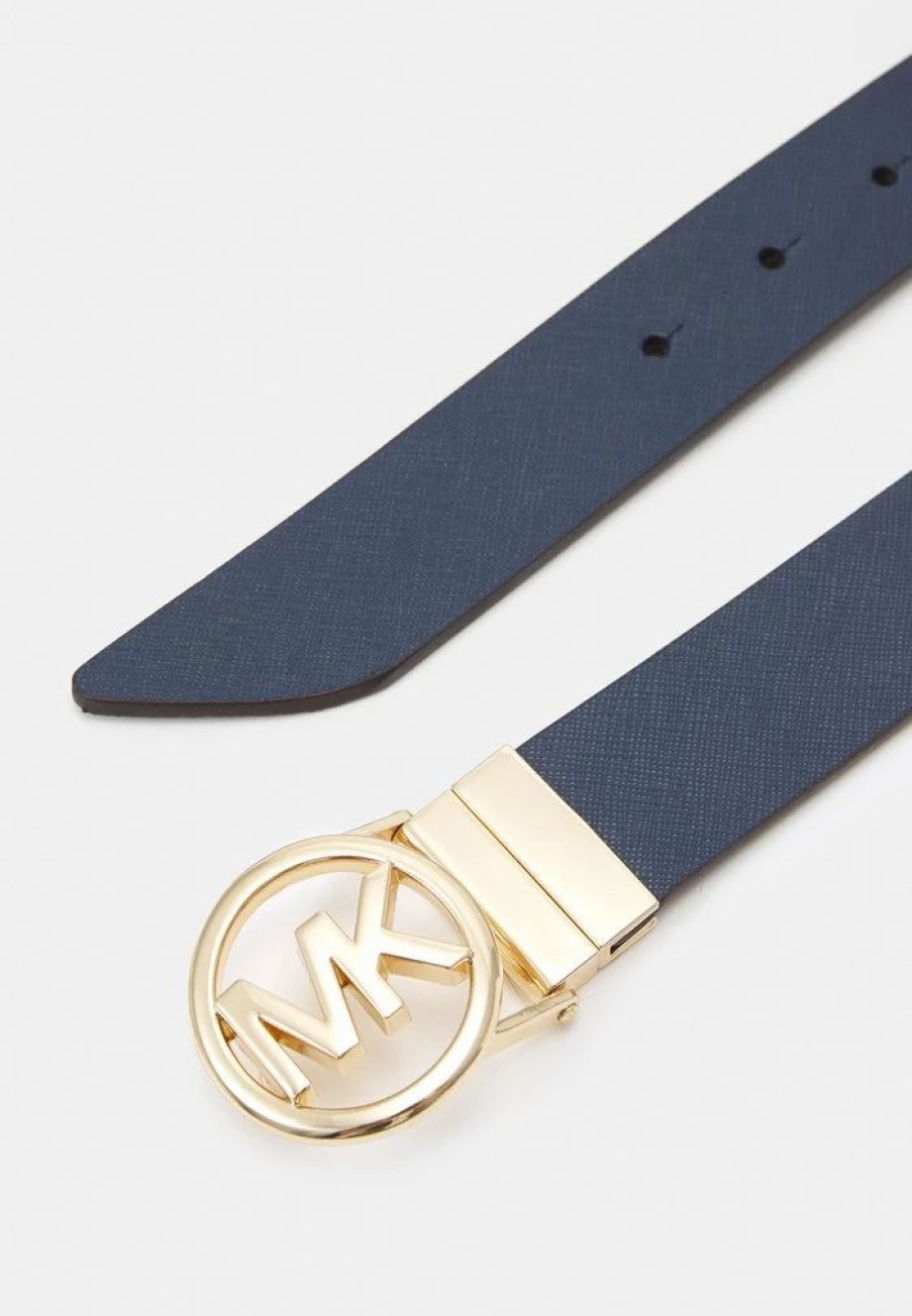 Online Michael Michael Kors Reversible Belt Belt Navy/Gold-Coloured