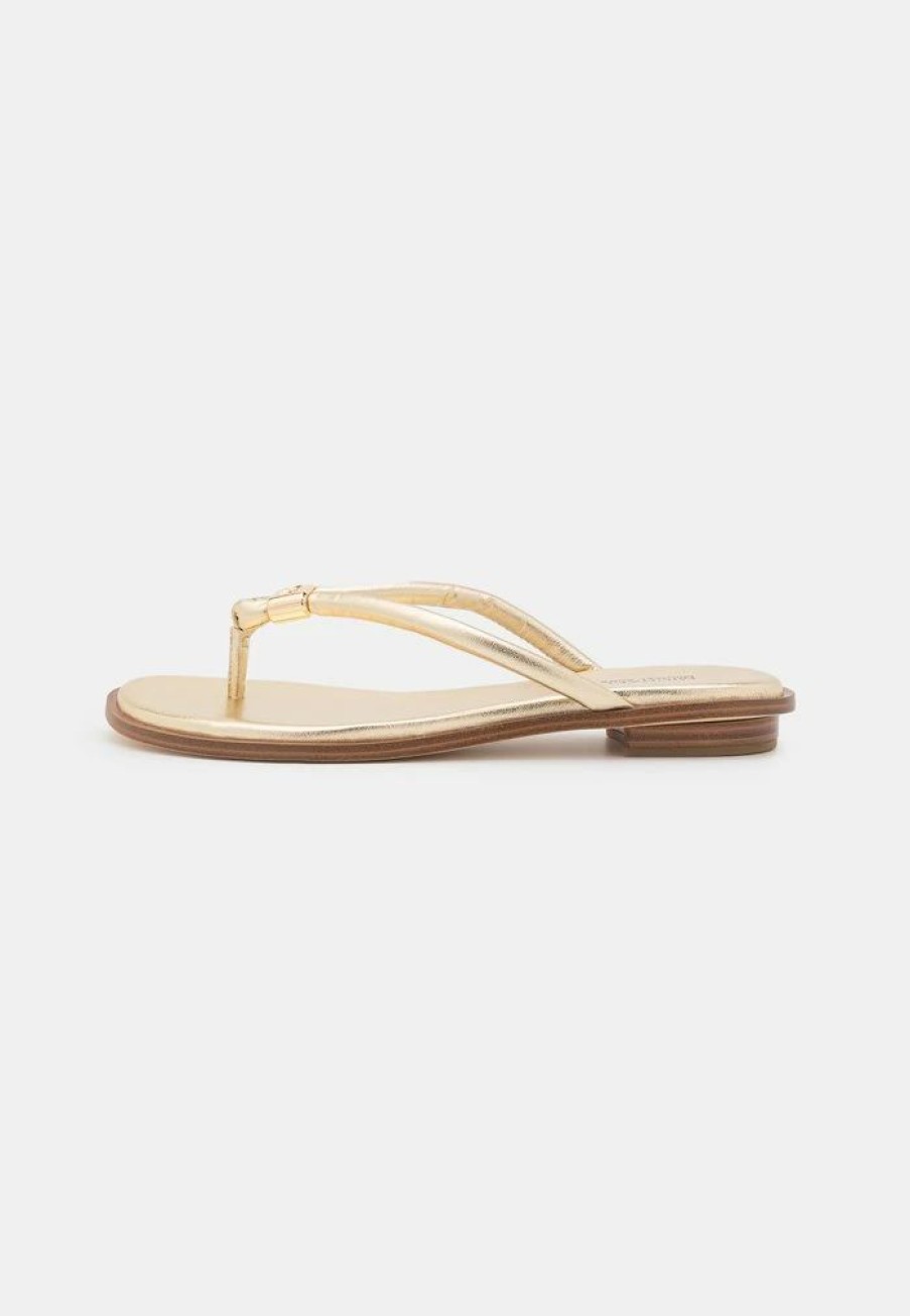 Hot Michael Michael Kors Annie Thong T-Bar Sandals Pale Gold