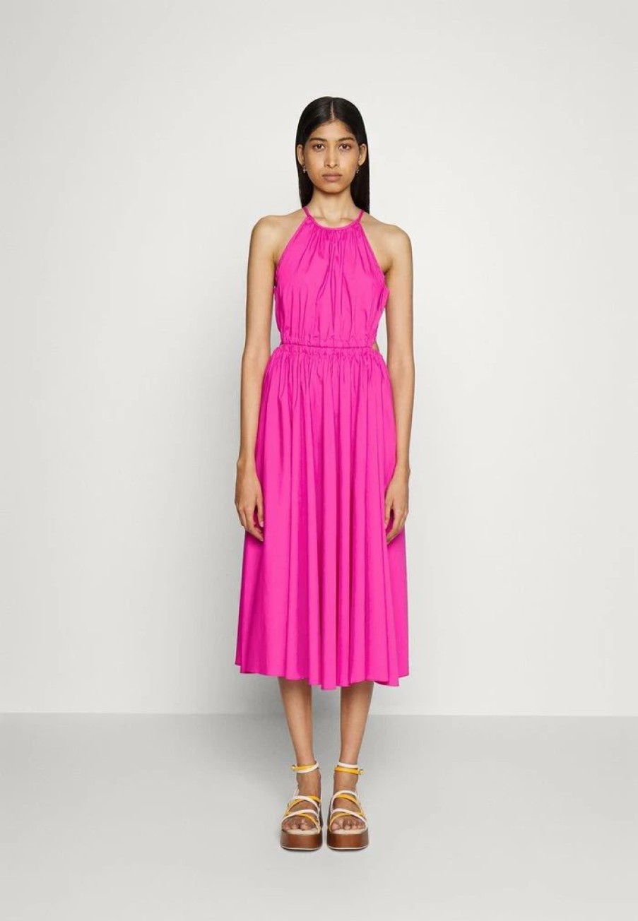 Online Michael Michael Kors Halter Midi Dress Day Dress Cerise