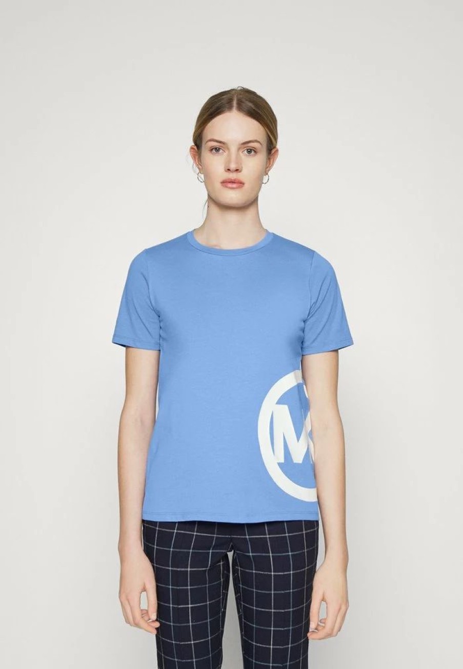 New Michael Michael Kors Charm Classic Print T-Shirt Crew Blue